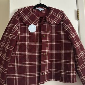 Plaid Women's Jacket in Burgundy and White